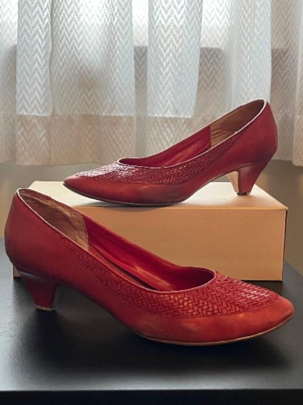 Vintage Footworks Woven Red Leather Pumps